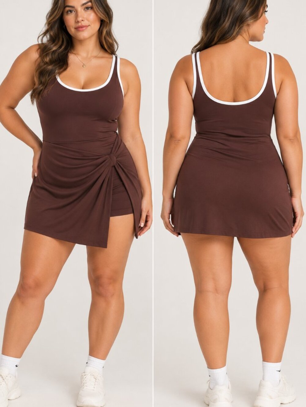 Abercrombie & Fitch YPB StudioFlex Twist Mini Dress Brown XL Athletic Tennis